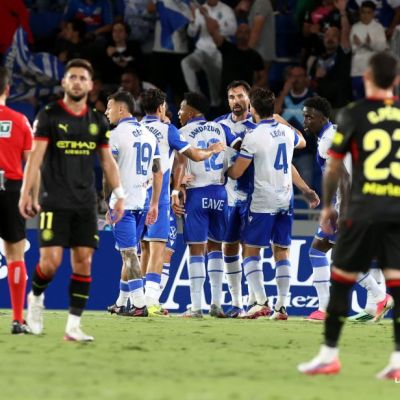 Cdelebración del gol de Enric Gallego en el Tenerife- Girona (LA LIGA)