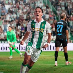 Celebración de uno de los goles del Córdoba (LALIGA).
