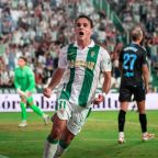 Celebración de uno de los goles del Córdoba (LALIGA).