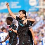 Gallego celebra su gol al Sabadell (LA LIGA)