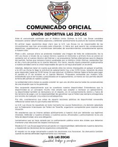 Comunicado de la UD Las Zocas. (UD LAS ZOCAS)